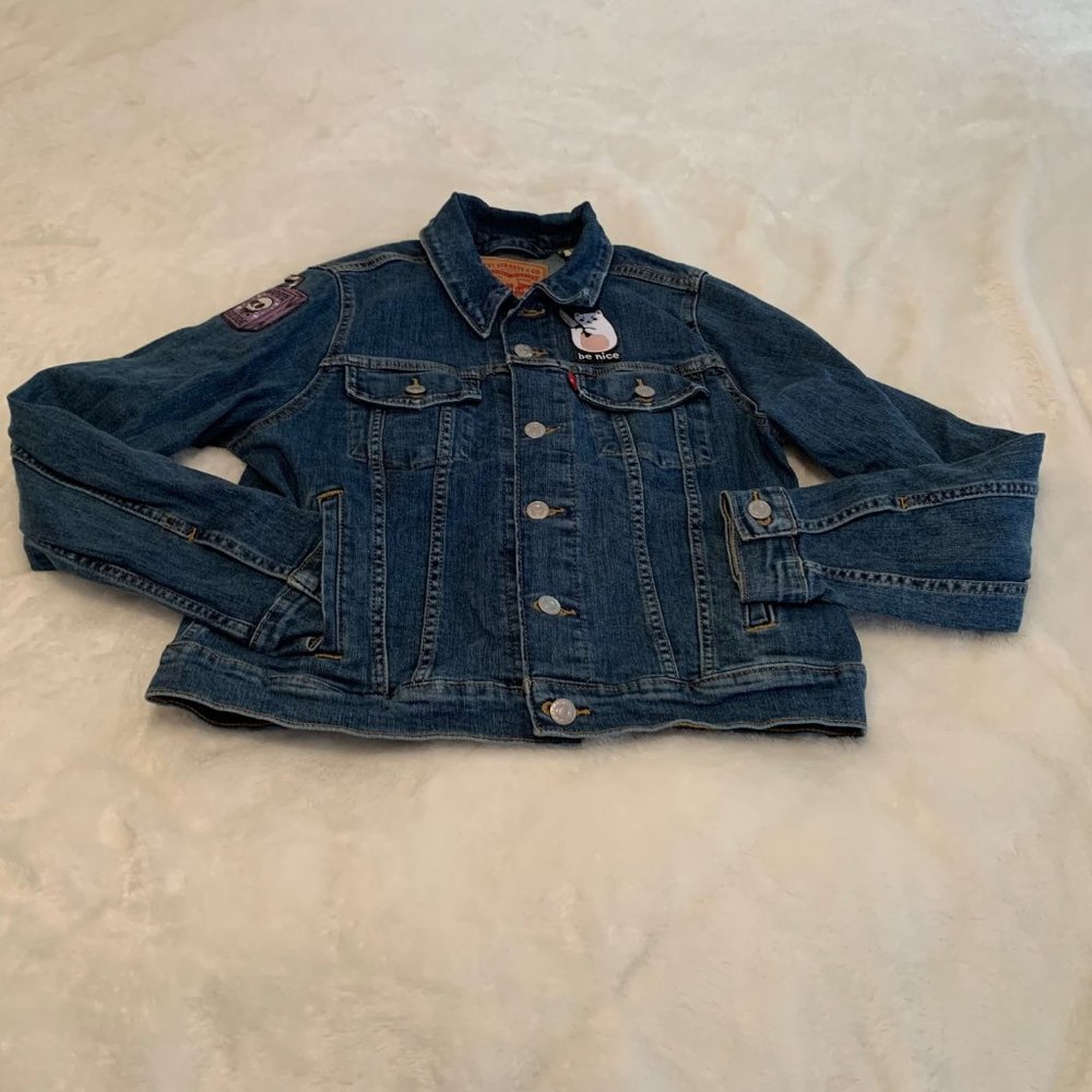 Levi Strauss & Co Cotton Jean Jacket with Goth Patches Size M